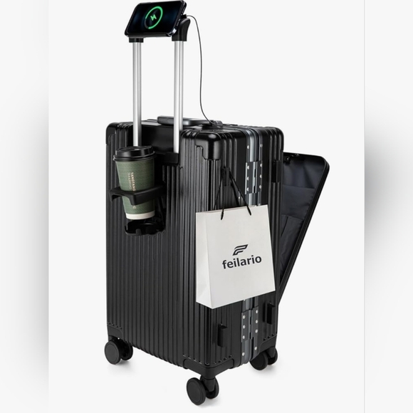 Feilario Other - FEILARIO 24in Hardside Spinner Wheel Luggage Built-In TSA lock & Cup Holder NIB